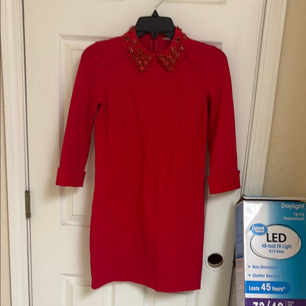 Ted Baker London Red Dress with Embellished Collar